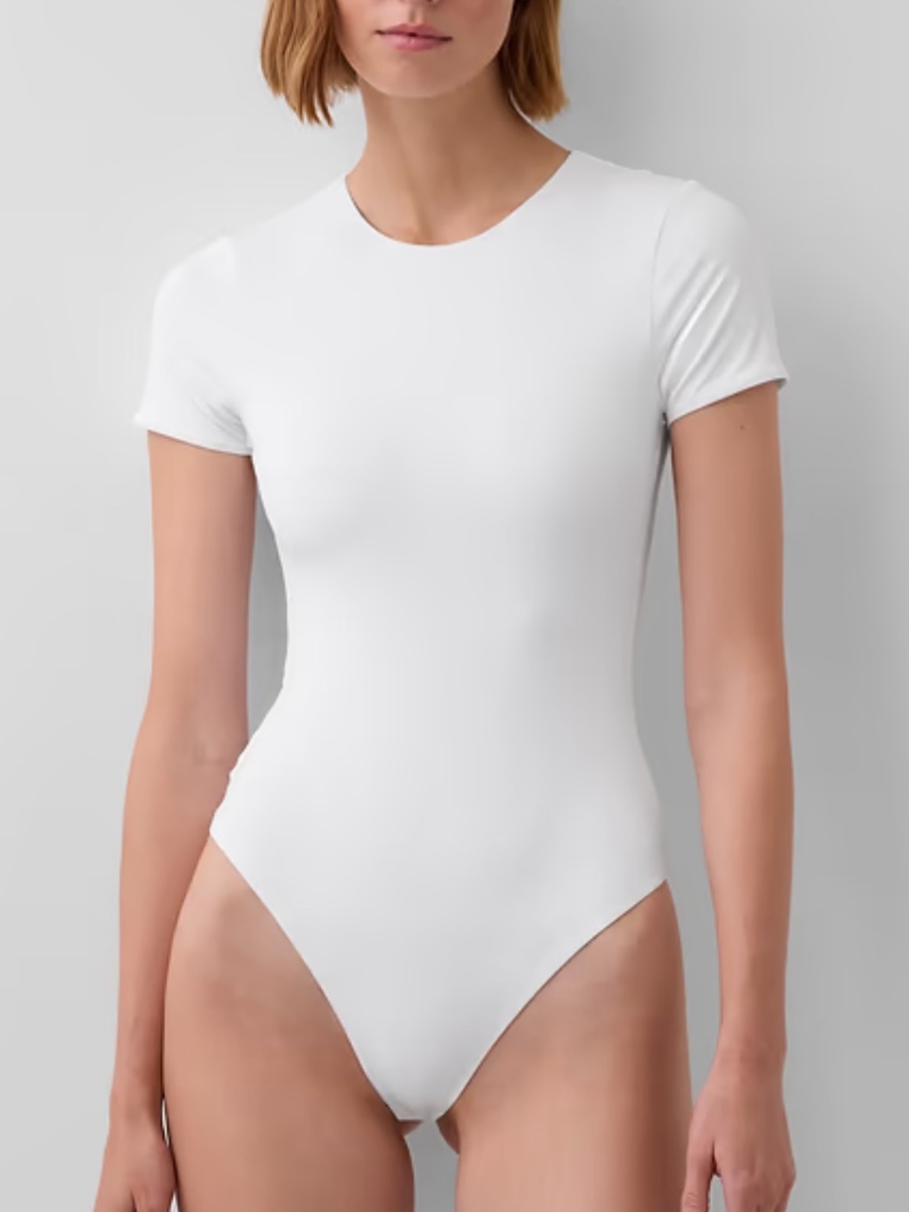 GAP White Short-Sleeve Crewneck Bodysuit